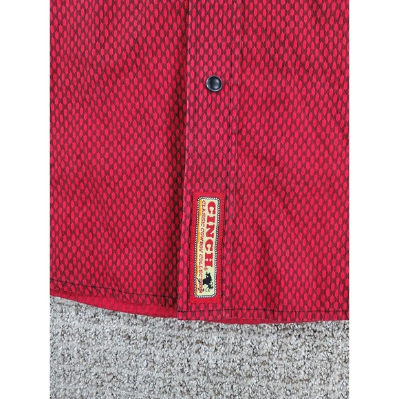 CINCH Classic Cowboy Collection Mens Red Geometric Western Shirt Pearl Snap Sz L - Picture 3 of 11